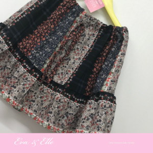 Little Skirt in floral & stripes design print