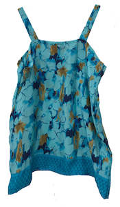 Pants Tops: Strap Top in Sky Blue design print