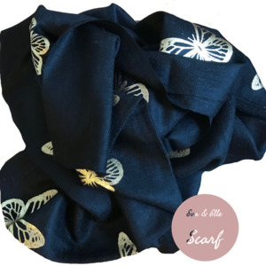 Sale: Scarf In Butterfly Design Print in Black