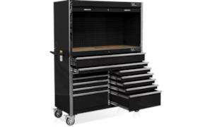 T&E 52" Tool Hutch & 12 Drawer Cabinet Combo - Black