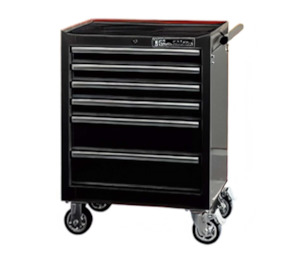 T E Tools: T&E 26" 6 Drawer Roller Cabinet - Black