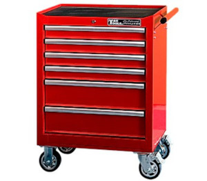 T E Tools: T&E 26" 6 Drawer Roller Cabinet - Red