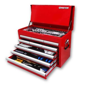 Assorted Tool Kits: King Tony 236 Piece Tool Set in 9-Drawer Box (Red) (KT911-003CR9)