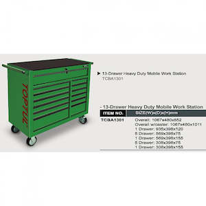 Roller Cabinets: Toptul tool Cabinet 13 Drawer Mobile 1067x480x852mm Toptul TCBA1301
