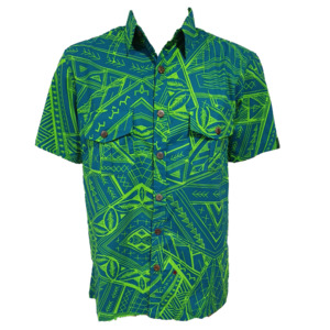 Eveni Pacific Mens Safari Shirt - Mailata Green