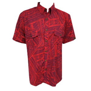 Eveni Pacific Mens Safari Shirt - Juju Red