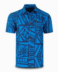 Eveni Pacific Men's Classic Elei Shirt - Steel Blue