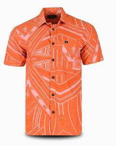 Orange: Eveni Pacific Men's Classic Elei Shirt - Yuzu Peach