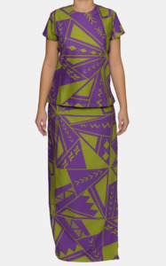 Ladies Puletasi: Eveni Pacific Ladies Puletasi Set - Willow Moss