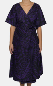 Eveni Pacific Ladies Lily Wrap Dress - Mauga Maroon