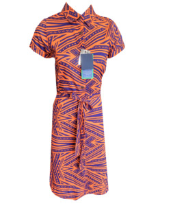 El Ep Ld Emma Shirt Dress Vailima: Eveni Pacific Ladies Emma Shirt Dress - Fanua Orange