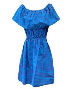 Eveni Pacific Ladies Bardot Dress - Tagilima Blue