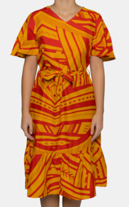 Eveni Pacific Ladies Ula Dress - Tarako Orange