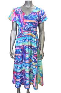 El Ld Kp Dress: Koko Pacific Long Dress - Chrome Blues