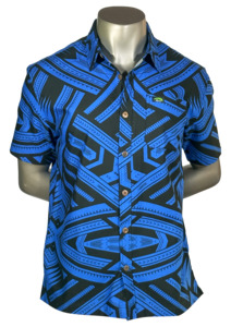 Eveni Pacific Men's Classic Elei Shirt - Sapphire Surf Blue