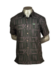 Eveni Pacific Men's Classic Elei Shirt - Black Sand