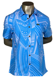 Eveni Pacific Men's Classic Elei Shirt - Waves Of Wonder Blue