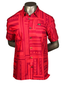 Eveni Pacific Men's Classic Elei Shirt - Big Apple Red