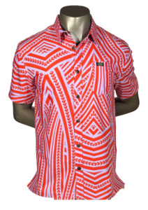 Eveni Pacific Men's Classic Elei Shirt - Pearl Pacific Orange