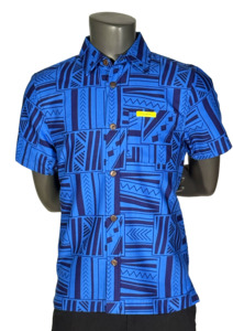 El By Ep Shirts S S Kava: Eveni Pacific Boys Classic Elei Shirt - Blue Seas