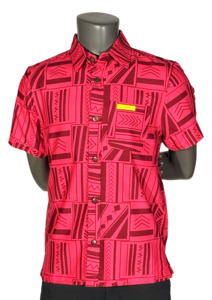 Eveni Pacific Boys Classic Elei Shirt - Lipstick Palm Red