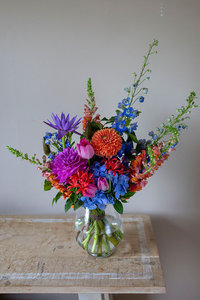 Lucy - bright and bold flower bouquet - evergreen floral