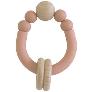 Gifts: Alimrose Remy Beechwood Silicone Teether - Terracotta