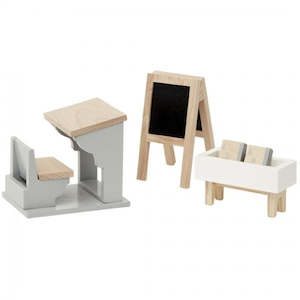 Dolls House Accessories: xAstrup Wooden School Furniture Set
