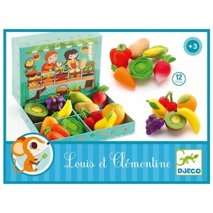Pretend Play: Djeco Louis & Clementine- Fruit and Vege Set - 12 pcs