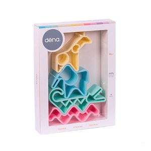 Stacking Sorting: Dena Toys ANIMALS 4pc Pastel