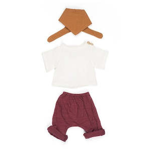 Doll Clothing: Miniland Clothing Sand pants and top with scarf (32cm Doll)