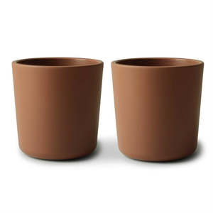 At Home: Mushie Dinnerware Cup- Caramel- Set of Two