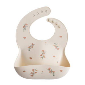 At Home: Mushie Bib - Pink Flowers