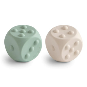 Mushie Dice Press Toy Cambridge Blue/Shifting Sand (2-pack)