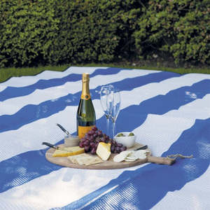 Beach Toys: Happy Tribe Picnic Mat- Blue Stripe