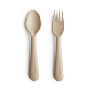 Cutlery: Mushie Fork & Spoon - Vanilla
