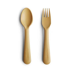 Cutlery: Mushie Fork & Spoon - Mustard
