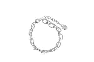 Bracelet: 925 Sterling Silver Layered Chain Bracelet