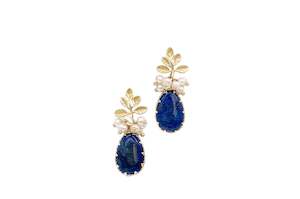 Natural Freshwater Baroque Pearl Lapis Lazuli Drop Earrings