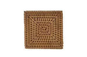 Sale: Handmade Natural Rattan Woven Rectangular Coaster