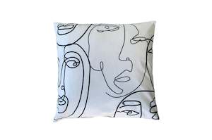 Abstract Face Print Cushion Cover
