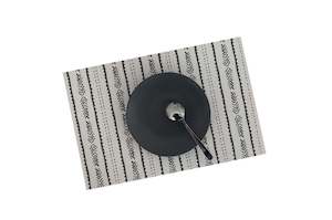 Kitchen Dining: Boho PVC Woven Textured Print Placemat - Black & White
