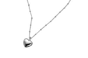 Necklaces: White Gold Plated 925 Sterling Silver Heart Necklace