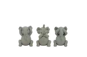 Capulet: Hear/See/Speak No Evil Wise Elephants Figurine/Ornament - Set of 3
