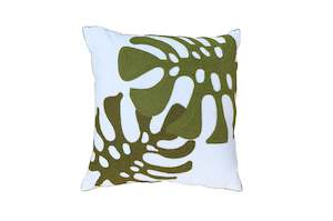 Home Page Collection: Monstera Leaves Embroidered Cushion Cover