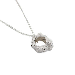 New 1: 925 Sterling Silver Rock Texture Necklace