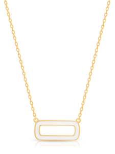 STG G/P WHITE ENAMEL OPEN RECTANGLE NECKLACE