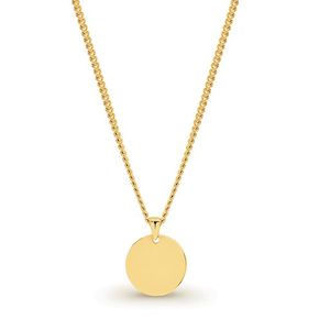 Necklaces: 9K YELLOW GOLD DISC PENDANT WITH GP DISPLAY CHAIN