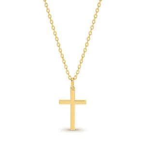Necklaces: 9K YELLOW GOLD CROSS WITH STG GOLD PLATED CHAIN 45CM