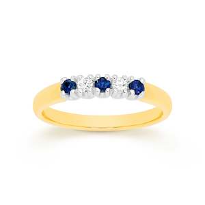 Giftware: 9K Y/G SAPH/DIA ANNIVERSARY RING